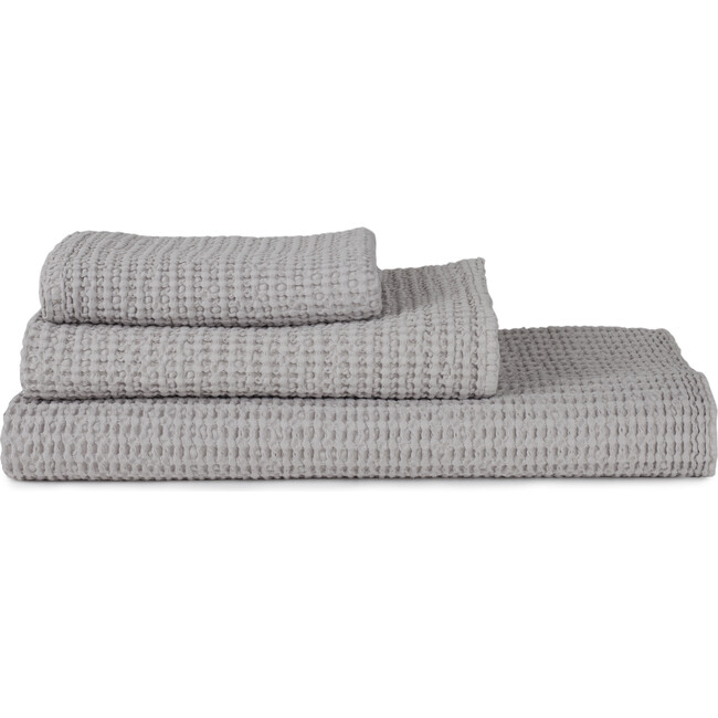 Set of 2 Simple Waffle Washcloths, Light Grey - Towels - 1