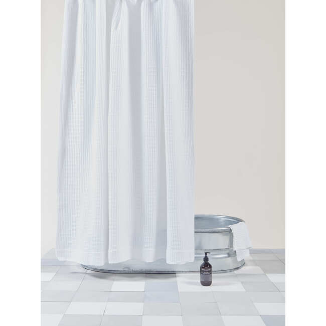 Simple Waffle Shower Curtain, White - Tubs - 2