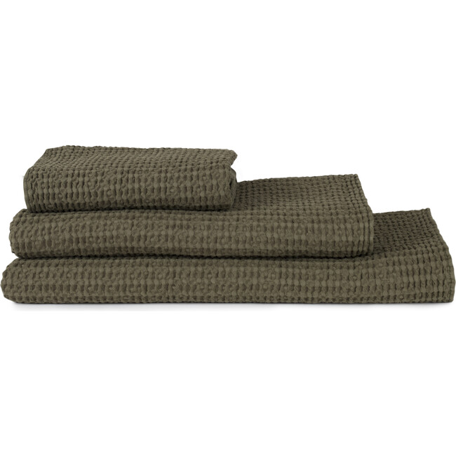 Simple Waffle Hand Towel, Olive - Towels - 1