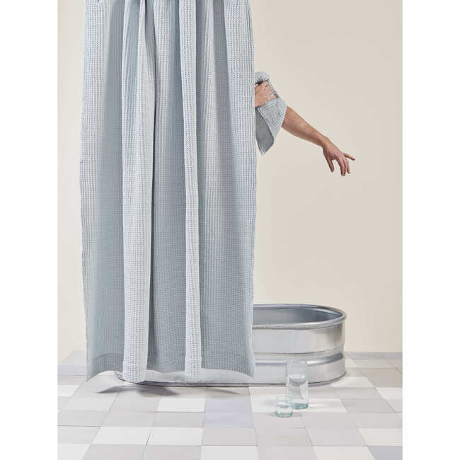 Simple Waffle Shower Curtain, Sky