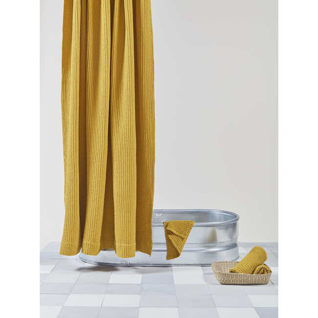 Simple Waffle Shower Curtain, Mustard