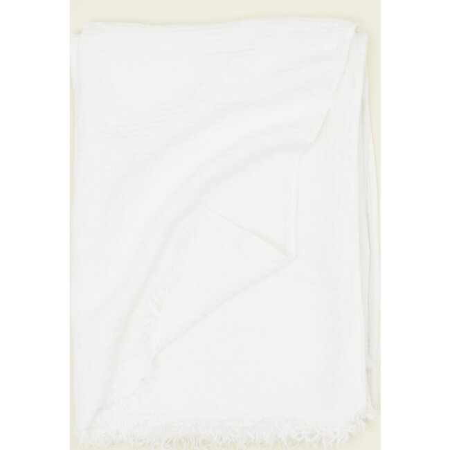 Simple Linen Throw, White