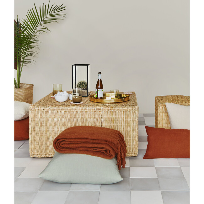 Woven Reed & Wood Pouf, Natural - Accent Tables - 3