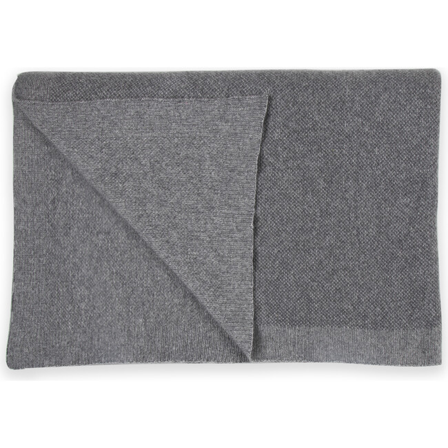 Simple Oversize Knit Wool Throw, Grey - Throws - 1