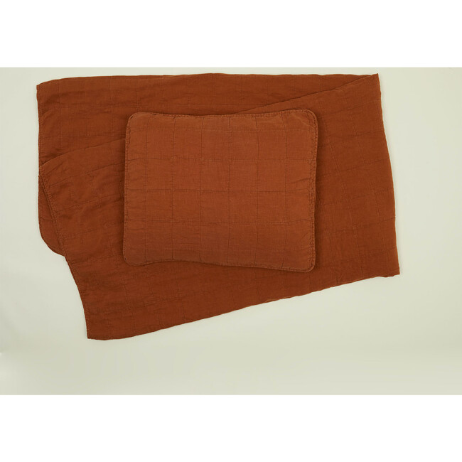 Set of 2 Simple Linen Quilted Shams, Terracotta