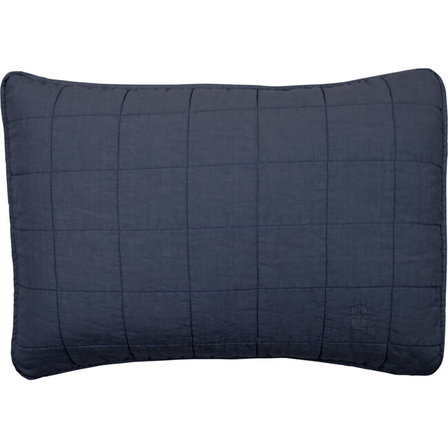 Set of 2 Simple Linen Quilted Shams, Navy