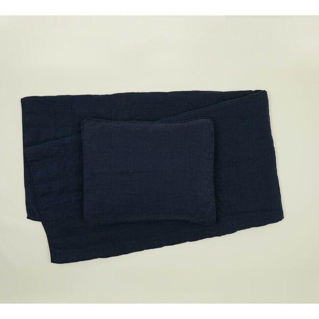 Set of 2 Simple Linen Quilted Shams, Navy