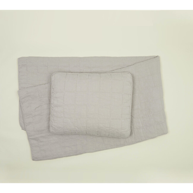 Set of 2 Simple Linen Quilted Shams, Light Grey - Sheets - 2