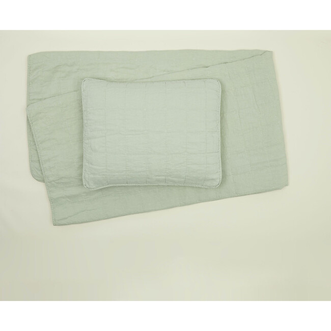 Set of 2 Simple Linen Quilted Shams, Sage
