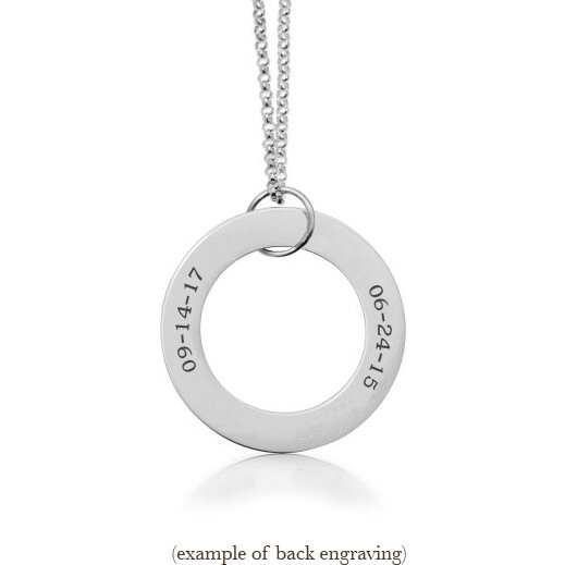 Engravable Sterling Silver Circle Pendant Necklace, 2 Names - Pendants - 3