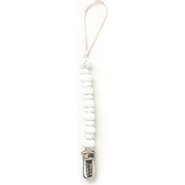 Speckled Pacifier Clip, White