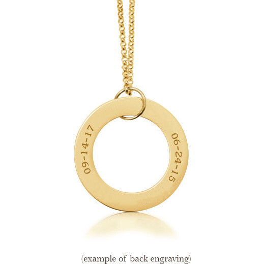 Engravable Gold Circle Pendant Necklace, 2 Names - Pendants - 3