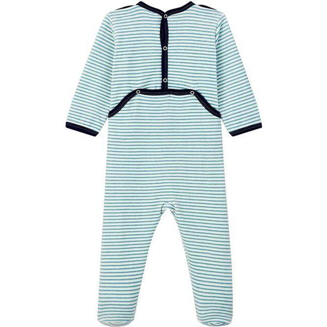 Lanice Pajamas With Feet Stripes, Blue - Pajamas - 2