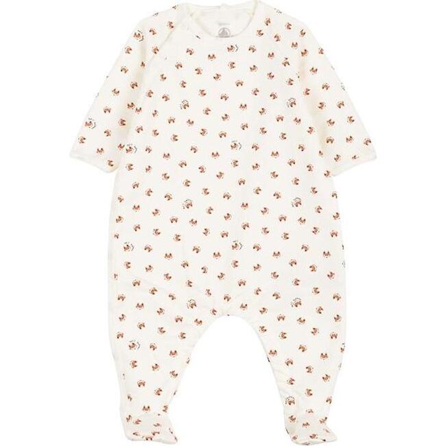 Lambeau Pajamas With Feet, Cream - Pajamas - 1
