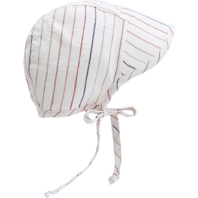 *Exclusive* Brimmed Sunset Stripe + Rust Linen Bonnet Set - Hats - 3