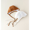 *Exclusive* Brimmed Sunset Stripe + Rust Linen Bonnet Set - Hats - 5