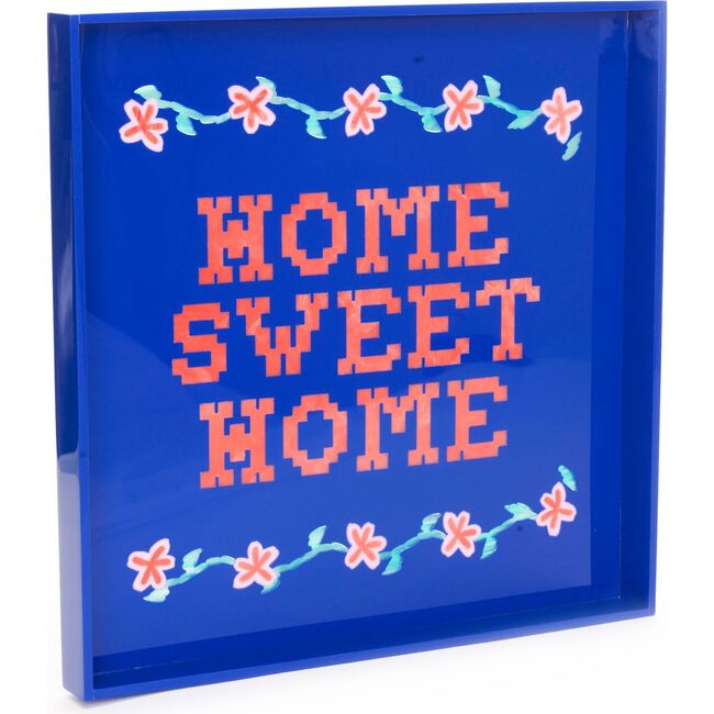 Home Sweet Home Square Tray, Blue/Red - Accents - 1