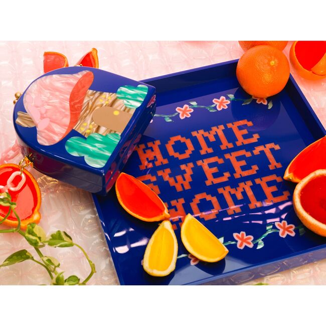 Home Sweet Home Square Tray, Blue/Red - Accents - 2