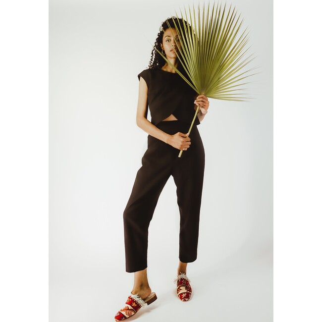 Women's Crossover Nursing Jumpsuit, Black - Rompers - 2