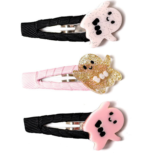 Ghost Snap Clip Set of 3, Pink and Black - Hair Accessories - 1