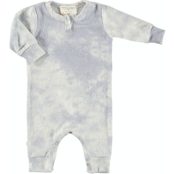 Baby Tie Dye Long Sleeve Henley Coverall, Crystal