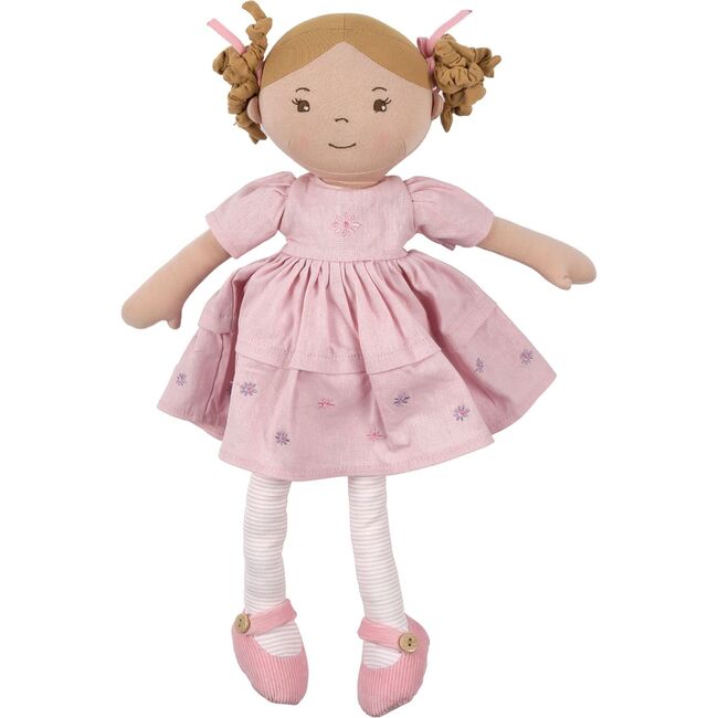 Amelia Doll with Light Brown Hair in Pink Linen Dress