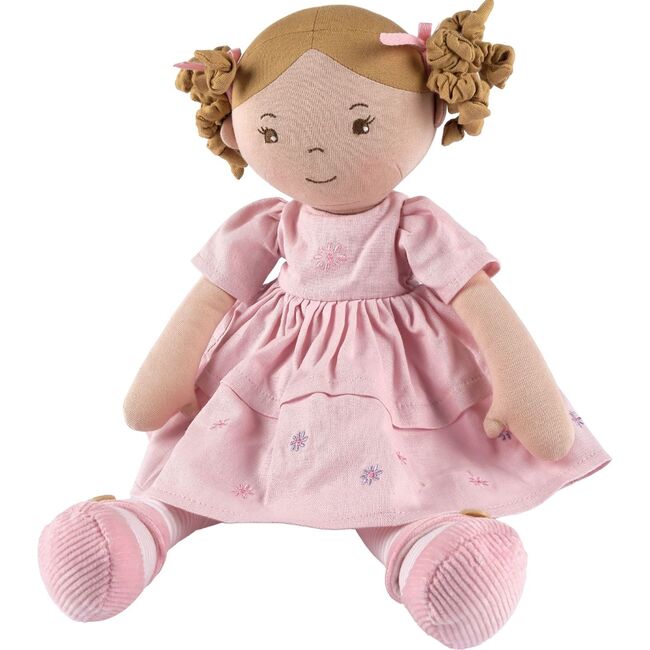 Amelia Doll with Light Brown Hair in Pink Linen Dress - Soft Dolls - 5