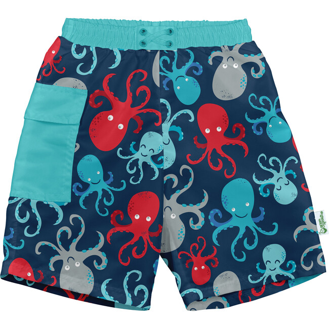 Pocket Trunks & Reusable Swim Diaper & Rashguard Set, Navy Octopus