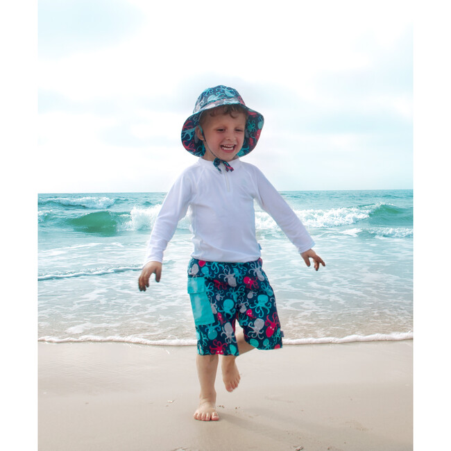Pocket Trunks & Reusable Swim Diaper & Rashguard Set, Navy Octopus - Swim Trunks - 4