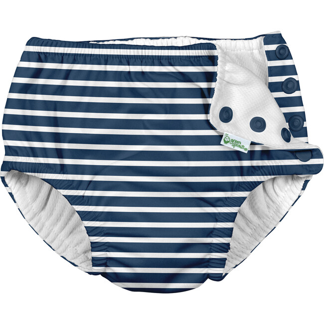 Reusable Swim Diaper & Sun Hat Set, Navy Stripe