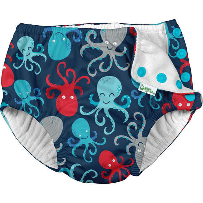 Reusable Swim Diaper & Sun Hat Set, Navy Octopus