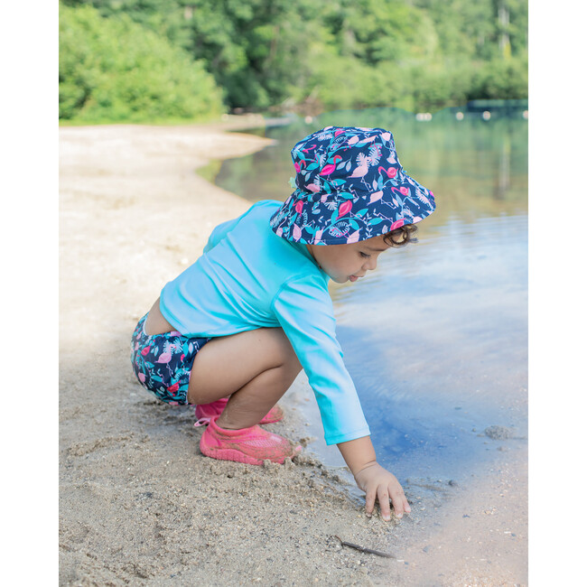 Reusable Swim Diaper & Rashguard Set, Navy Flamingos - Rash Guards - 4