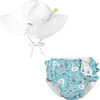 Reusable Swim Diaper & Sun Hat Set - Light Aqua Swan - Mixed Accessories Set - 1 - thumbnail