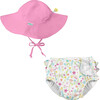 Reusable Swim Diaper & Sun Hat Set, White Wildflowers - Mixed Accessories Set - 1 - thumbnail