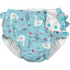 Reusable Swim Diaper & Sun Hat Set - Light Aqua Swan - Mixed Accessories Set - 2