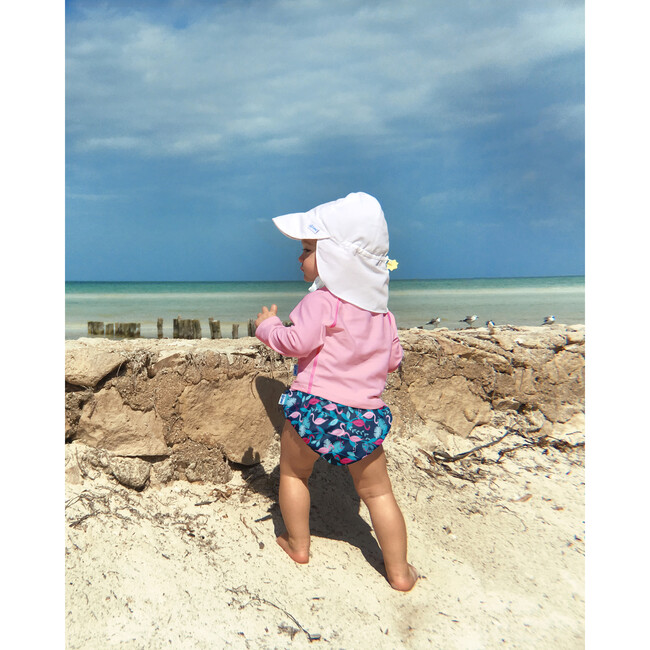 Reusable Swim Diaper & Rashguard Set, Navy Flamingos - Rash Guards - 5