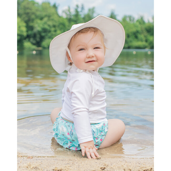 Reusable Swim Diaper & Sun Hat Set - Light Aqua Swan - Mixed Accessories Set - 4