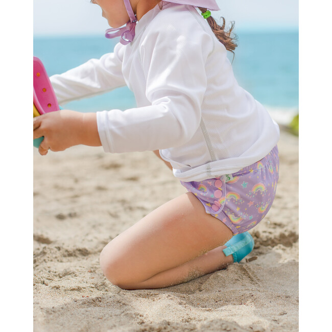 Reusable Swim Diaper & Sun Hat Set - Violet Rainbows - Mixed Accessories Set - 5