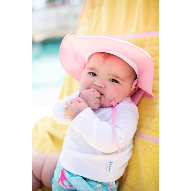 Reusable Swim Diaper & Sun Hat Set, White Wildflowers - Mixed Accessories Set - 4