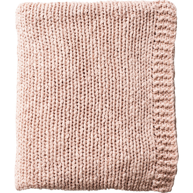 Organic Cotton Slub Knit Throw, Blush - Throws - 1