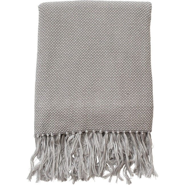 Organic Cotton Essential Knit Throw, Grey - Throws - 1