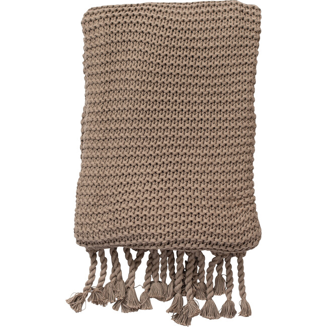 Organic Cotton Comfy Knit Throw, Stone