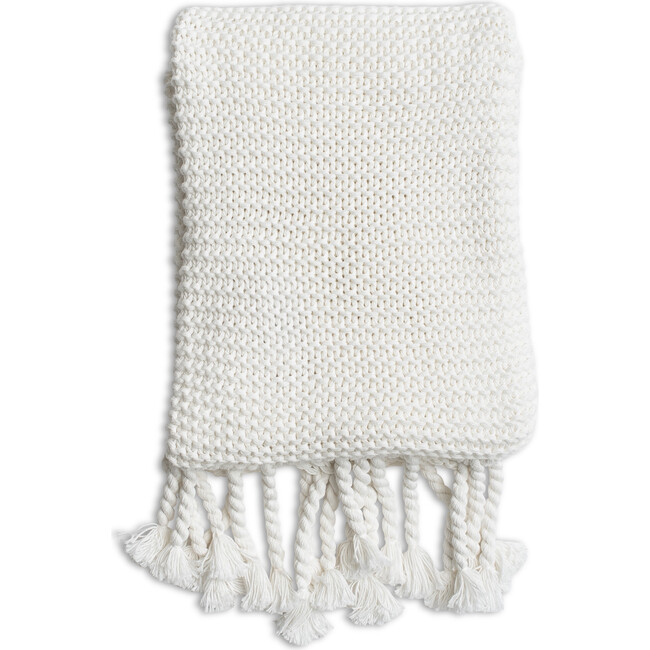 Organic Cotton Comfy Knit Throw, Soft White
