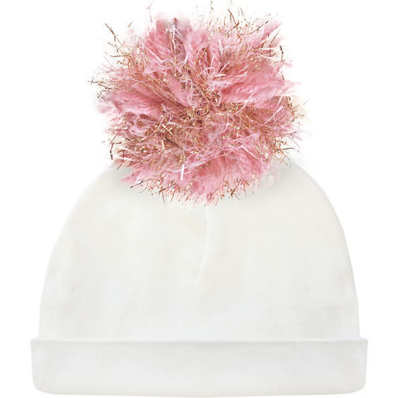 Pink and Gold Pom Pom Hat