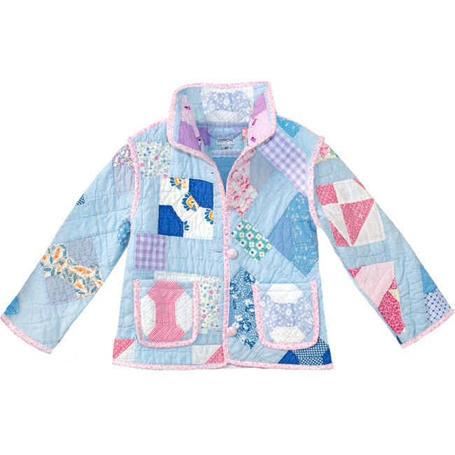 *Exclusive* Powder Blue Patch Vintage Quilt Jacket - 4Y - Jackets - 1