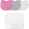 Stay-dry Newborn Bib & Burp Set, Pink & Gray - Bibs - 1 - thumbnail