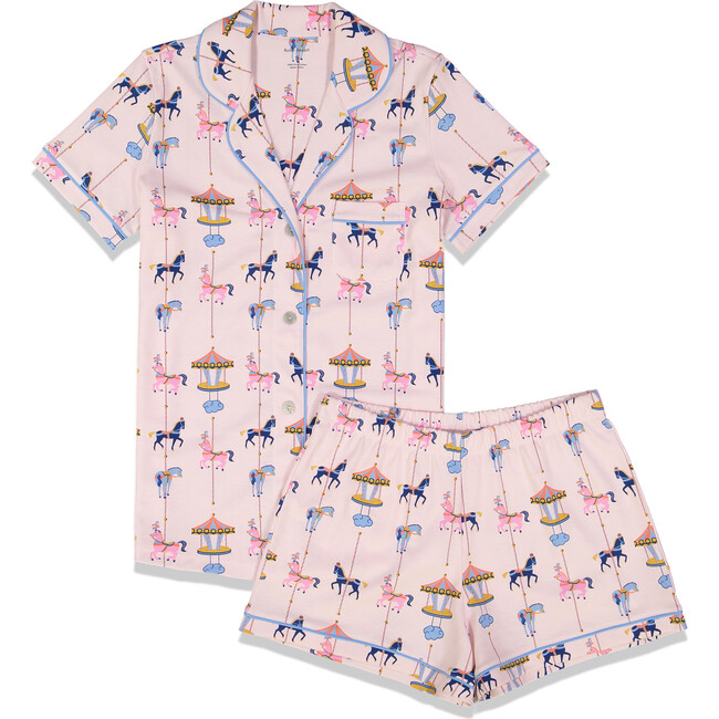 *Exclusive* Womens Carousel Polo Pajama Set, Lollipop - Pajamas - 1