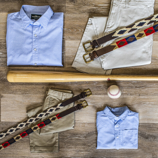 *Exclusive* Kids Prince William Polo Belt, Navy & Light Khaki - Belts - 6