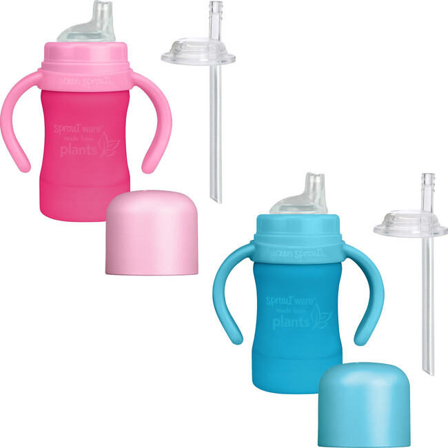 Sprout Ware Sip & Straw Cup 2 Pack, Pink & Aqua