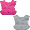 Snap & Go Silicone Food Catcher Bib 2 Pack, Pink - Bibs - 1 - thumbnail